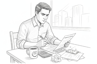 Hombre leyendo detenidamente un contrato de préstamo sobre la mesa