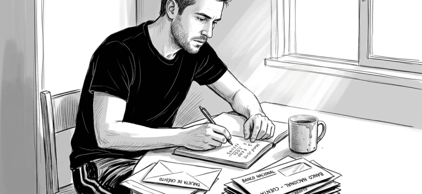 Hombre revisando los movimientos de sus tarjetas de crédito