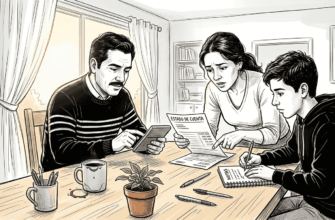 Una familia mexicana poniéndose de acuerdo para organizar los gastos del hogar y revisar sus cuentas.