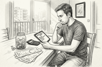 Hombre revisando sus cuentas en la mesa de casa