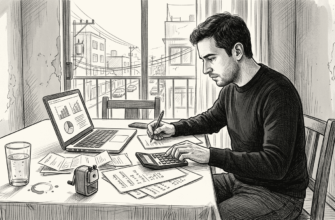 Un hombre repasa sus cuentas sentado en la mesa de su casa.