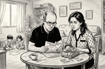 Una familia mexicana revisa sus cuentas con cara de preocupación.