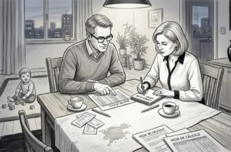 Una familia organizando sus cuentas y presupuesto en casa