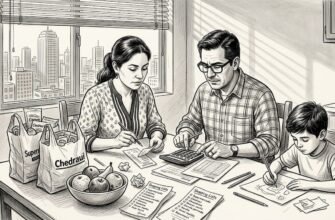 Una familia mexicana se reúne para revisar juntos los gastos del hogar y organizar su presupuesto.