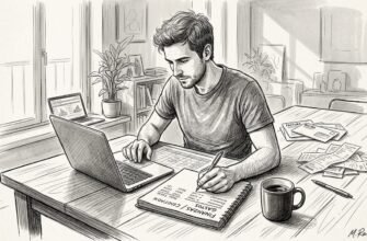 Joven organizando las cuentas del hogar