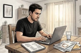 Hombre organizando sus cuentas desde casa con el portátil