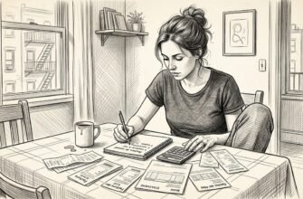 Mujer organizando sus cuentas y presupuesto desde casa