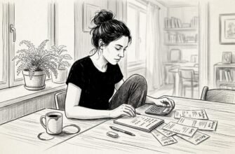 Mujer organizando las cuentas del hogar