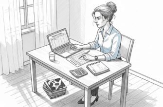 Una mujer repasa sus cuentas sentada en la mesa de su casa.