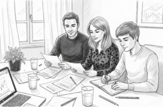 Una familia reunida en casa revisando sus cuentas y organizando el presupuesto mensual.