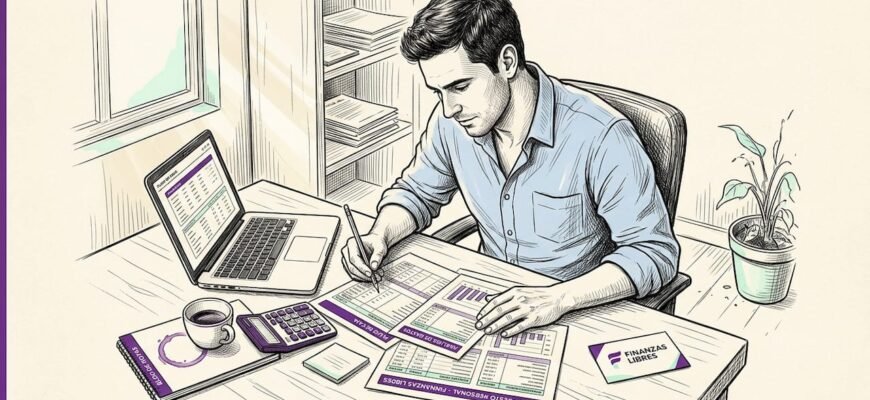 Empresario analizando sus finanzas en la oficina