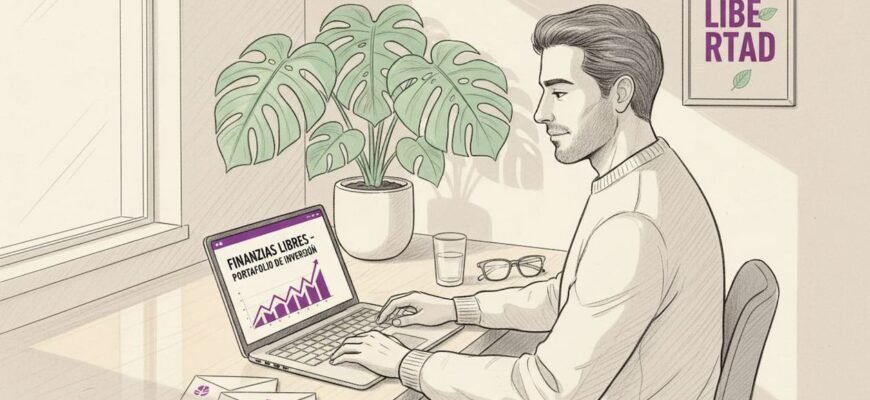 Un inversionista mexicano analiza su portafolio sentado en su escritorio, revisando cuidadosamente sus inversiones.