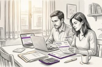 Una pareja mexicana revisa juntos sus papeles de impuestos en casa, asegurándose de que todo esté en orden.