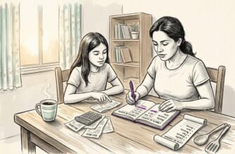 Madre e hija revisando juntas las cuentas del hogar