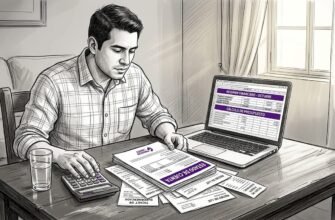 Chico joven revisando documentos de crédito tranquilamente en su casa