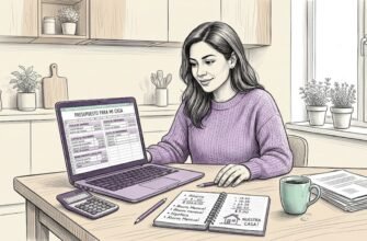 Una mujer revisa sus cuentas en la mesa, haciendo cálculos para ahorrar y poder comprar su casa.